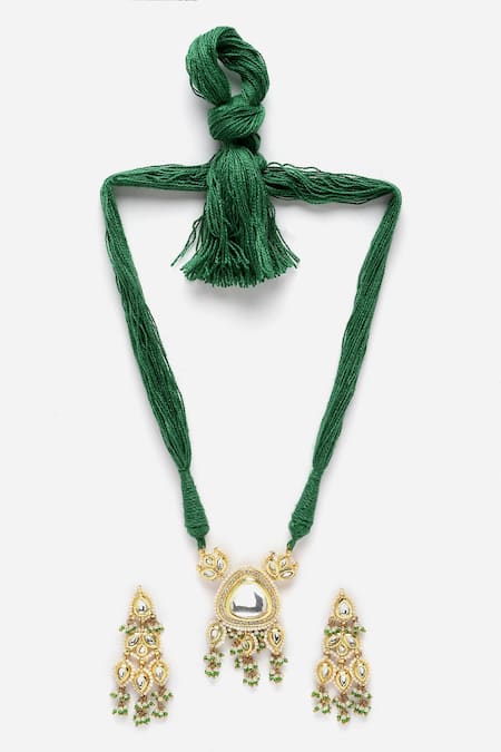 Shop Dugran By Dugristyle White Pearls, Applique, Diamonds American Embellished Choker Necklace Set at Aza Fashions Shop_Dugran By Dugristyle_White Pearls, Applique, Diamonds American Embellished Choker Necklace Set _at_Aza_Fashions