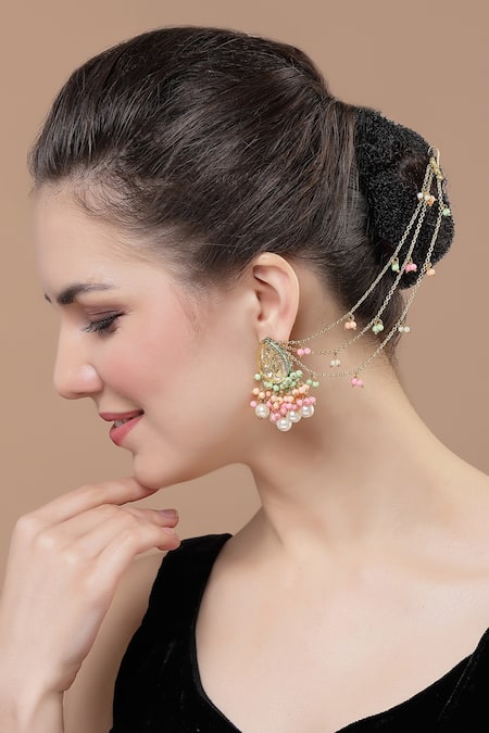 Dugran By Dugristyle Multi Color Kundan Stone And Embellished Earrings