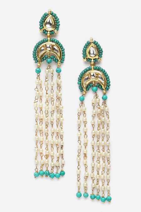 Dugran By Dugristyle Kundan & Pearl Embellished Dangler Earrings 
