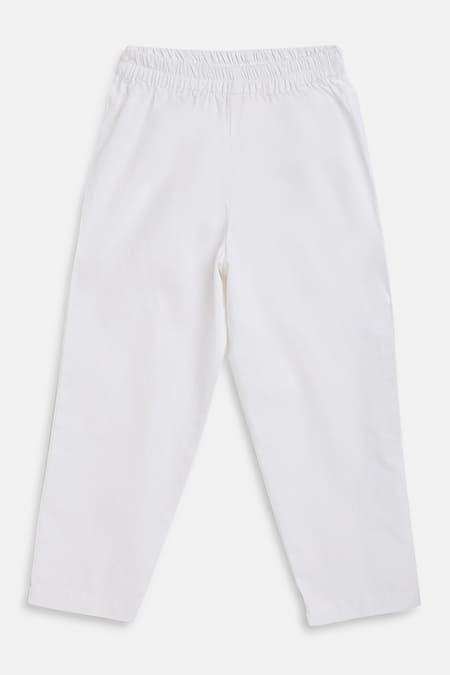 Shop_Charkhee_Orange Poplin Embroidery Schiffli Kurta Set _Online_at_Aza_Fashions