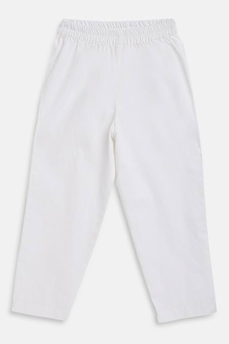 Buy_Charkhee_White Cotton, Poplin Textured Kurta With Pyjama _Online_at_Aza_Fashions