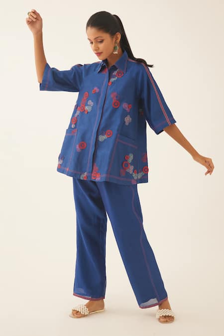 KORA 3D Spiral Embroidered Shirt & Pant Set 