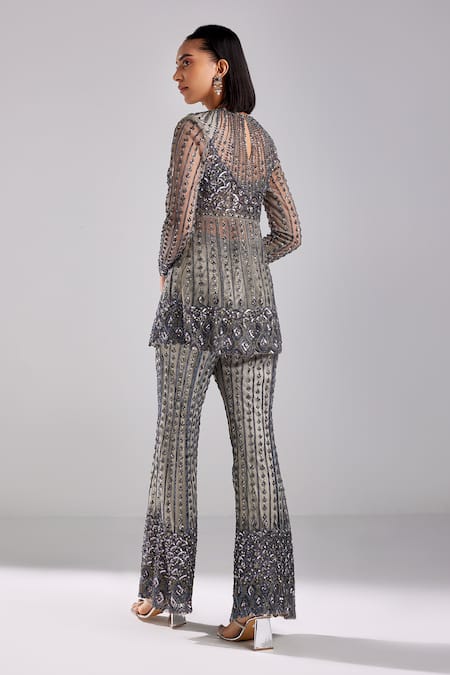 Diyarajvvir Sequin Embroidered Peplum Tunic With Pant 