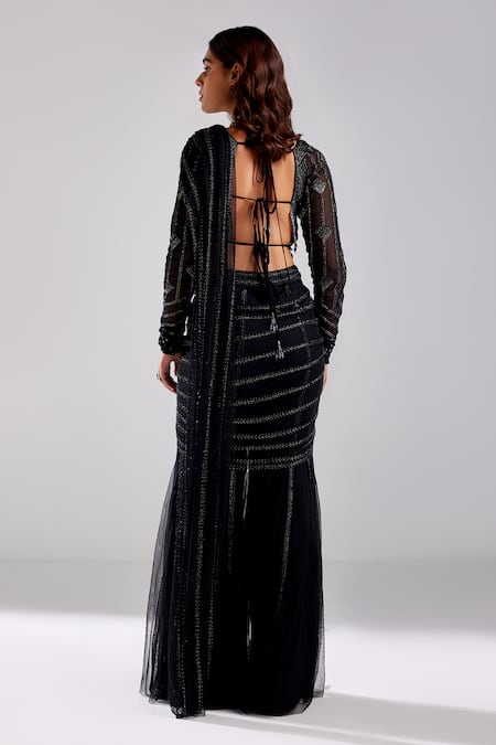 Diyarajvvir Pre-Draped Pant Saree With Cutdana Embroidered Blouse 