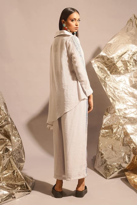 Enech Unicorn Sequins Work Shirt & Palazzo Set 