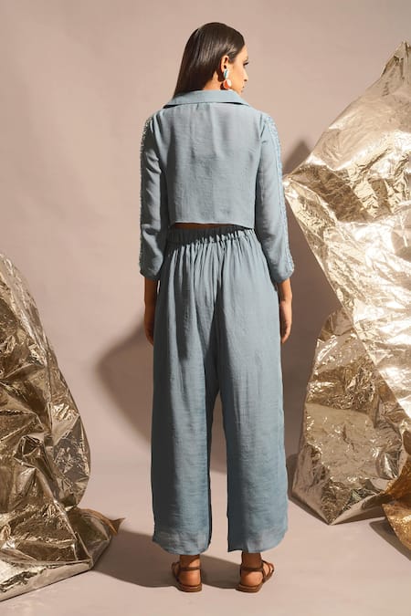 Enech Cotton Cropped Shirt & Palazzo Set 