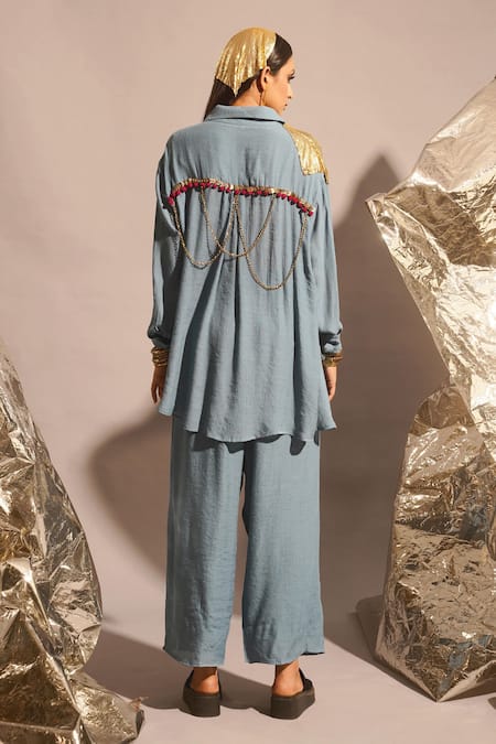 Enech Embellished Shirt & Palazzo Set 