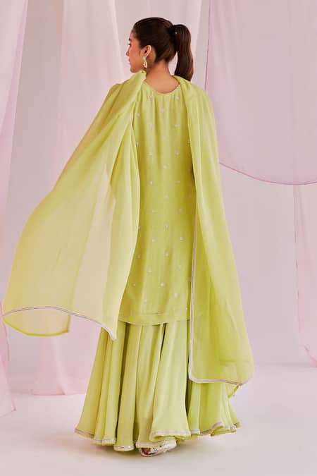 Keosha Ayana Sleeveless Embroidered Kurta Sharara Set 