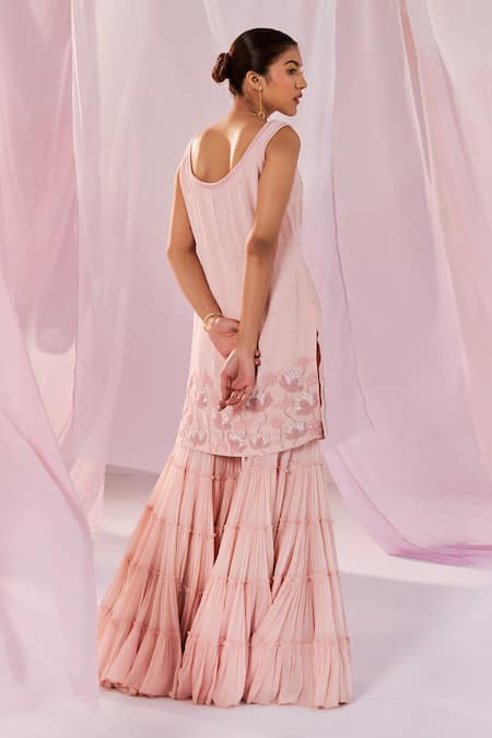 Keosha Pahi Floral Embroidered Kurta Sharara Set 