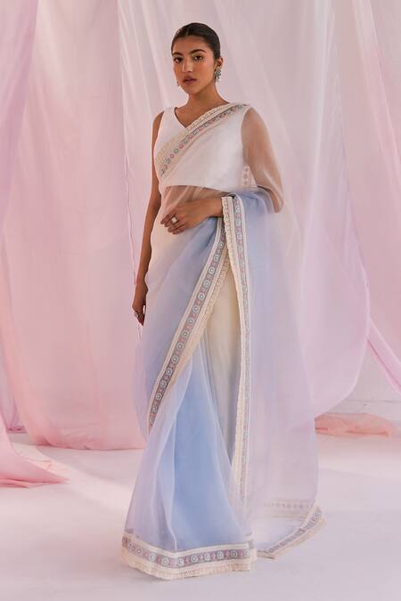 Ivory Organza Saree Set – Priyanka Jain