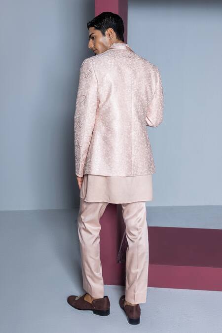 Shop Contrast By Parth Pink Silk Sequins Khwaab Embroidered Jacket Kurta Set at Aza Fashions Shop_Contrast By Parth_Pink Silk Sequins Khwaab Embroidered Jacket Kurta Set_at_Aza_Fashions