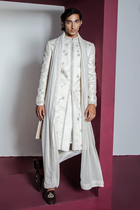 Contrast By Parth Gul Floral Jaal Embroidered Sherwani Set 