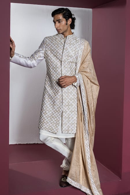 Contrast By Parth Dazzle Pearl Embroidered Sherwani Set 