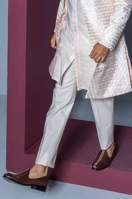 Contrast By Parth Pink Silk Embroidery Majestic Floral Sherwani Set Online at Aza Fashions Contrast By Parth_Pink Silk Embroidery Majestic Floral Sherwani Set_Online_at_Aza_Fashions