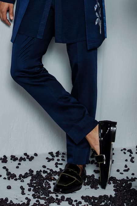 Contrast By Parth Blue Silk Embroidery Handpainted Shrug Pant Set Online at Aza Fashions Contrast By Parth_Blue Silk Embroidery Handpainted Shrug Pant Set _Online_at_Aza_Fashions