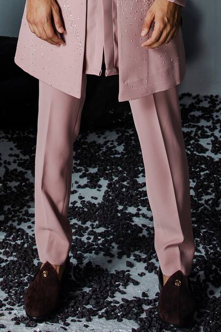 Buy_Contrast By Parth_Pink Cotton Embroidery Scatter Jacket Pant Set_Online_at_Aza_Fashions