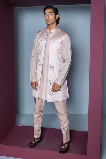 Contrast By Parth Gul Floral Handpaint Shrug Pant Set 