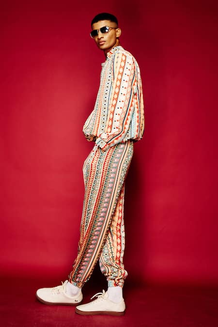 Buy_Esha L Amin_Multi Color Viscose Tribal Print Joggers _Online_at_Aza_Fashions