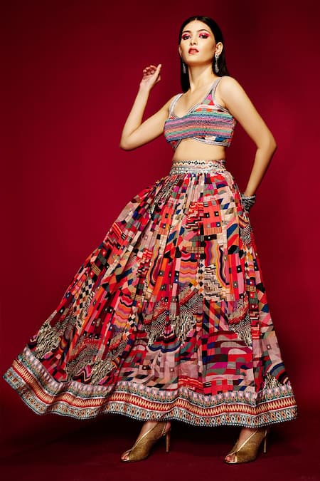 Esha L Amin Geometric Print Lehenga 