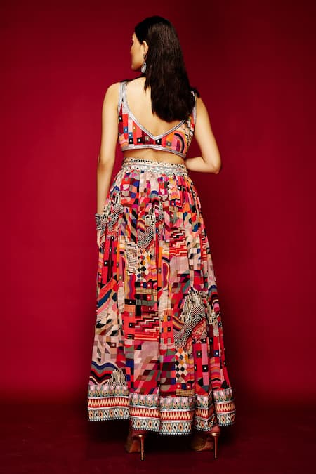 Esha L Amin Geometric Print Lehenga 