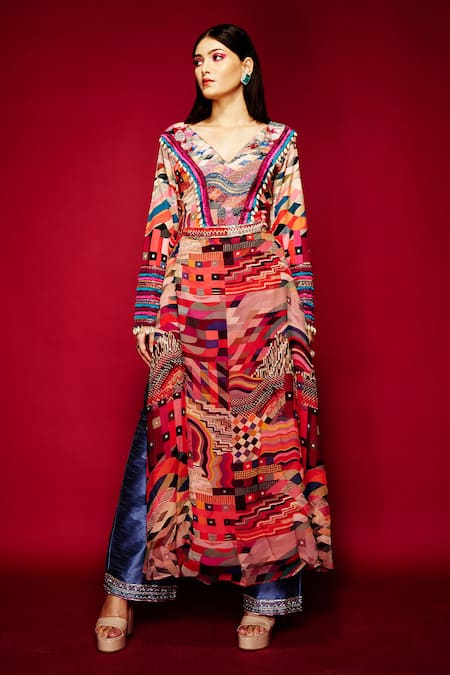 Esha L Amin Geometric Print Kurta 