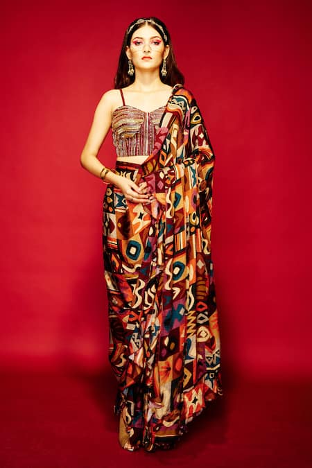 Esha L Amin Maroon Viscose Sequins Embroidered Corset Online at Aza Fashions Esha L Amin_Maroon Viscose Sequins Embroidered Corset _Online_at_Aza_Fashions