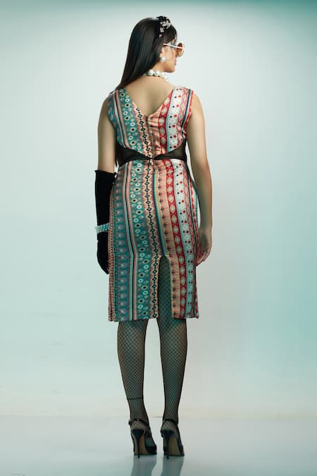 Esha L Amin Floral Print & Embroidered Dress 