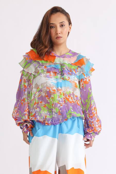 Buy_Studio Moda India_Multi Color Cotton Abstract Camo Print Dhoti Style Pant_Online_at_Aza_Fashions