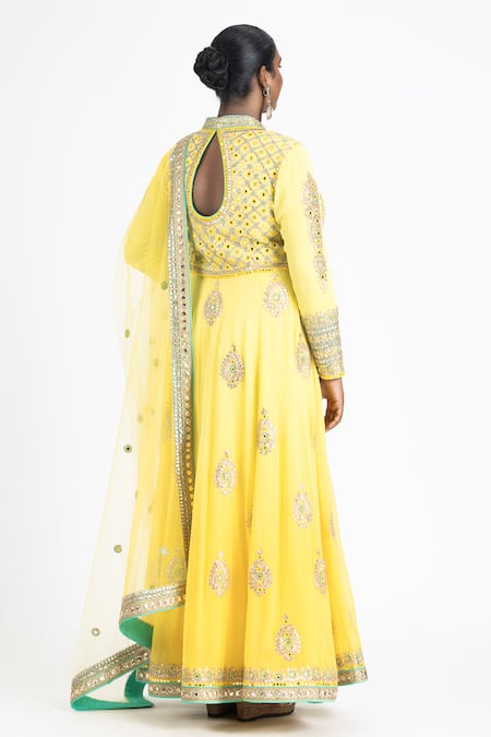 Nitika Gujral Ombre Embroidered Anarkali Jacket Palazzo Set 