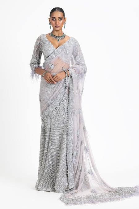 Nitika Gujral Pre-Draped Sequin Embellished Skirt Saree With Blouse 