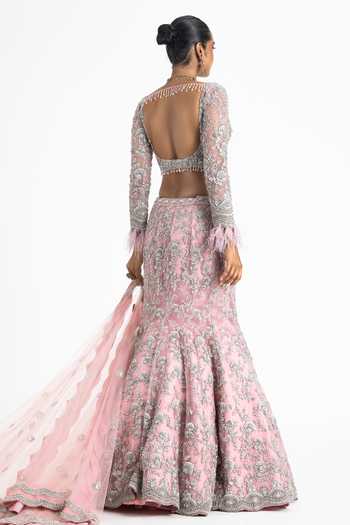 Nitika Gujral Floral Embellished Fish Tail Lehenga Set 