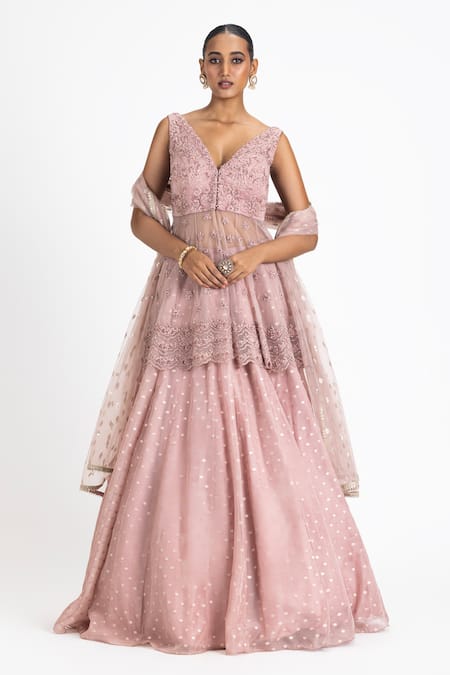 Nitika Gujral Embroidered Peplum Jacket Lehenga Set 