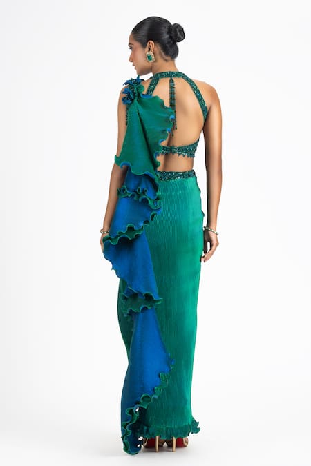 Nitika Gujral Pre-Draped Pleated Saree & Blouse Set 