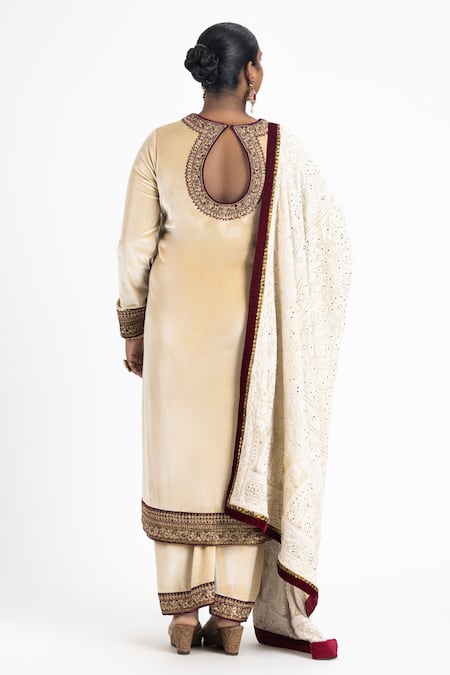 Nitika Gujral Kurta Palazzo Set With Chikankari Work Dupatta 