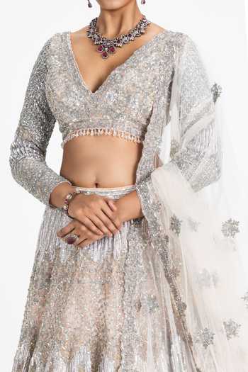 Buy Nitika Gujral Pink Satin, Net Sequins, Beads, Crystals And Embroidered Bridal Lehenga Set Online at Aza Fashions Buy_Nitika Gujral_Pink Satin, Net Sequins, Beads, Crystals And Embroidered Bridal Lehenga Set _Online_at_Aza_Fashions