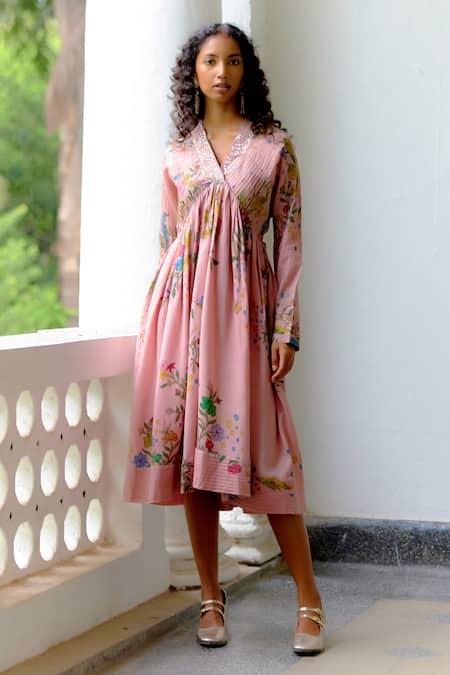 Archana Jaju Kalamkari Hand Painted Mushroom Dress 