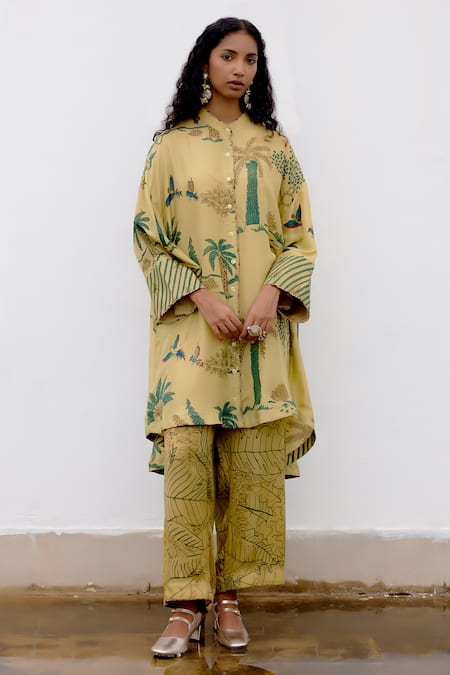 Archana Jaju Kalamkari Hand Painted Shirt & Pant Set 