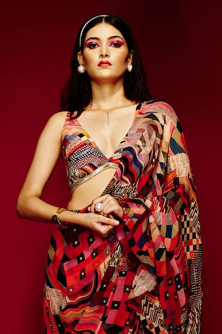 Esha L Amin Geometric Print Blouse 