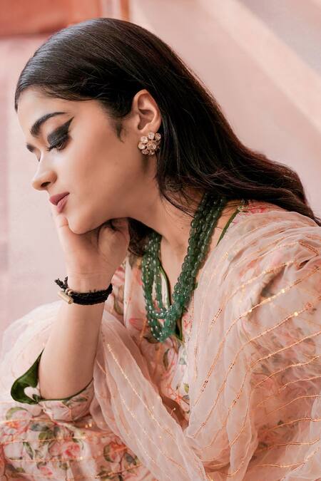 Gulabo Jaipur Pink Muslin, Organza Embroidery, Sequins Split Floral Print Kurta Pant Set at Aza Fashions Gulabo Jaipur_Pink Muslin, Organza Embroidery, Sequins Split Floral Print Kurta Pant Set_at_Aza_Fashions