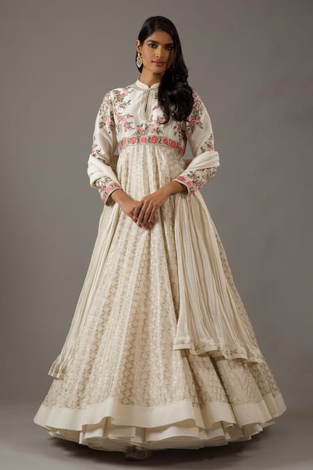 Rohit Bal Dahlia Bloom Banasai Jaal Embroidered Anarkali Set 