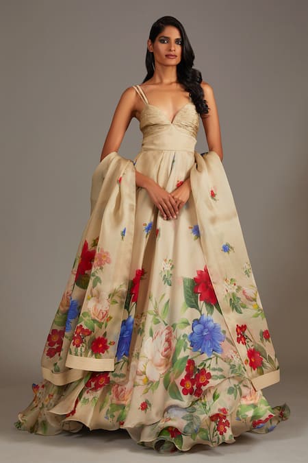 Rohit Bal Botanic Flora Bloom Print Anarkali Set 