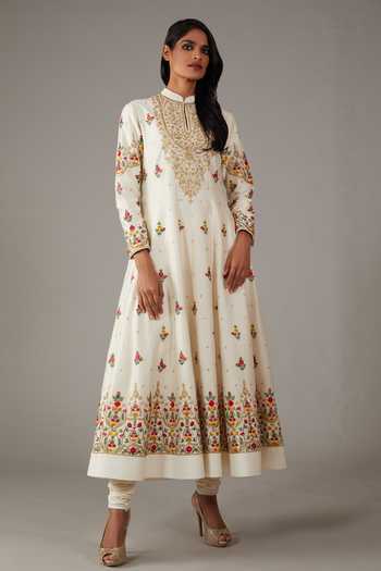 Buy Rohit Bal Ivory Silk, Chanderi, Cotton Embroidery Mandarin Damask Blossom Anarkali Set Online at Aza Fashions Buy_Rohit Bal_Ivory Silk, Chanderi, Cotton Embroidery Mandarin Damask Blossom Anarkali Set _Online_at_Aza_Fashions