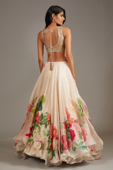 Rohit Bal Botanical Floral Print Embellished Bridal Lehenga Set 