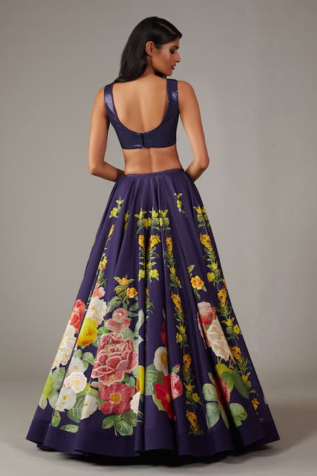 Rohit Bal Floral Print Embellished Bridal Lehenga Set 