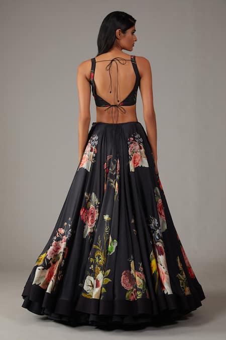 Rohit Bal Musk Rose Bloom Print Lehenga Blouse Set 