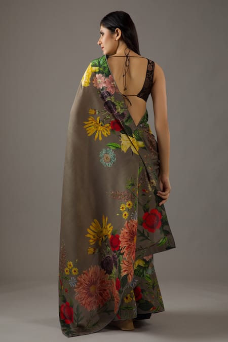 Rohit Bal Bouquet Print Saree With Unstitched Blouse Piece 
