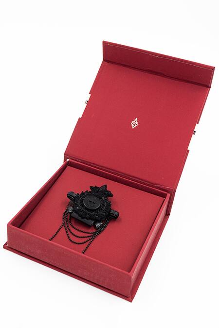 Shop S&N By Shantnu Nikhil Black Beads Handcrafted Adamas Brooch at Aza Fashions Shop_S&N By Shantnu Nikhil_Black Beads Handcrafted Adamas Brooch_at_Aza_Fashions