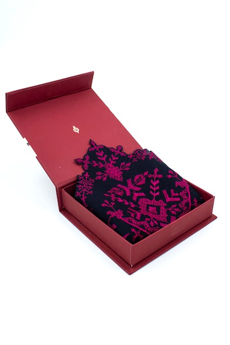 Shop_S&N By Shantnu Nikhil_Blue Handcrafted Embroidered Pocket Square_at_Aza_Fashions