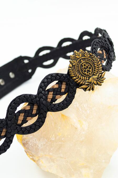 S&N By Shantnu Nikhil_Black Handcrafted Braided Belt_Online_at_Aza_Fashions