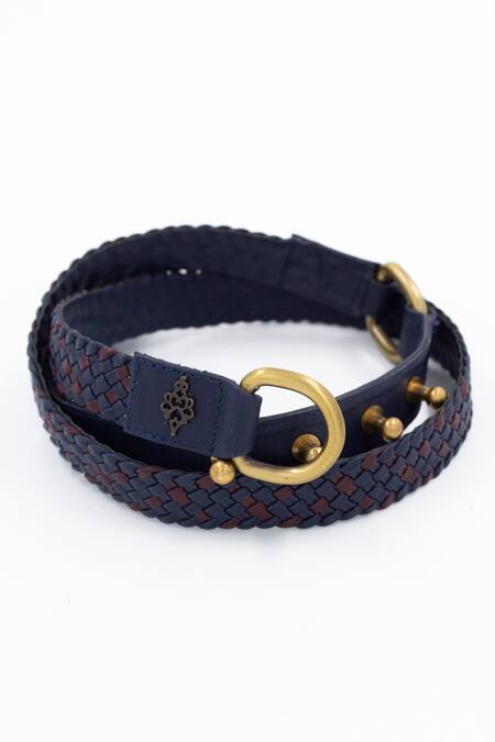 S&N By Shantnu Nikhil Blue Color Block Weave Pattern Belt Online at Aza Fashions S&N By Shantnu Nikhil_Blue Color Block Weave Pattern Belt_Online_at_Aza_Fashions